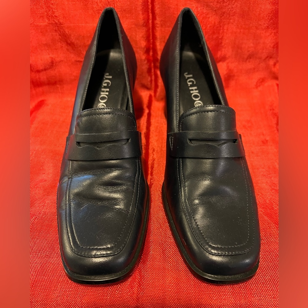 J. G. Hook navy heeled loafer